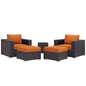 Convene Five PCS Outdoor Patio Sectional Set, Orange, Rattan 10613