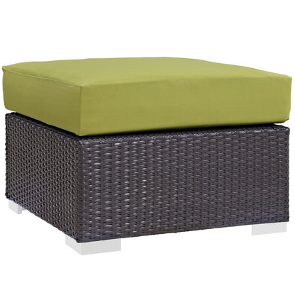 Convene Five PCS Outdoor Patio Sectional Set, Green, Rattan 10614