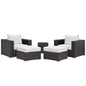 Convene Five PCS Outdoor Patio Sectional Set, White, Rattan 10617