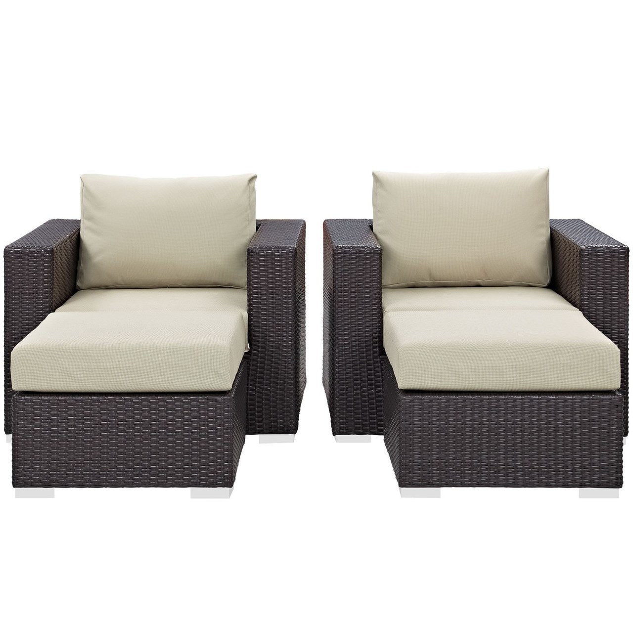 Convene Four PCS Outdoor Patio Sectional Set, Beige, Rattan 10618