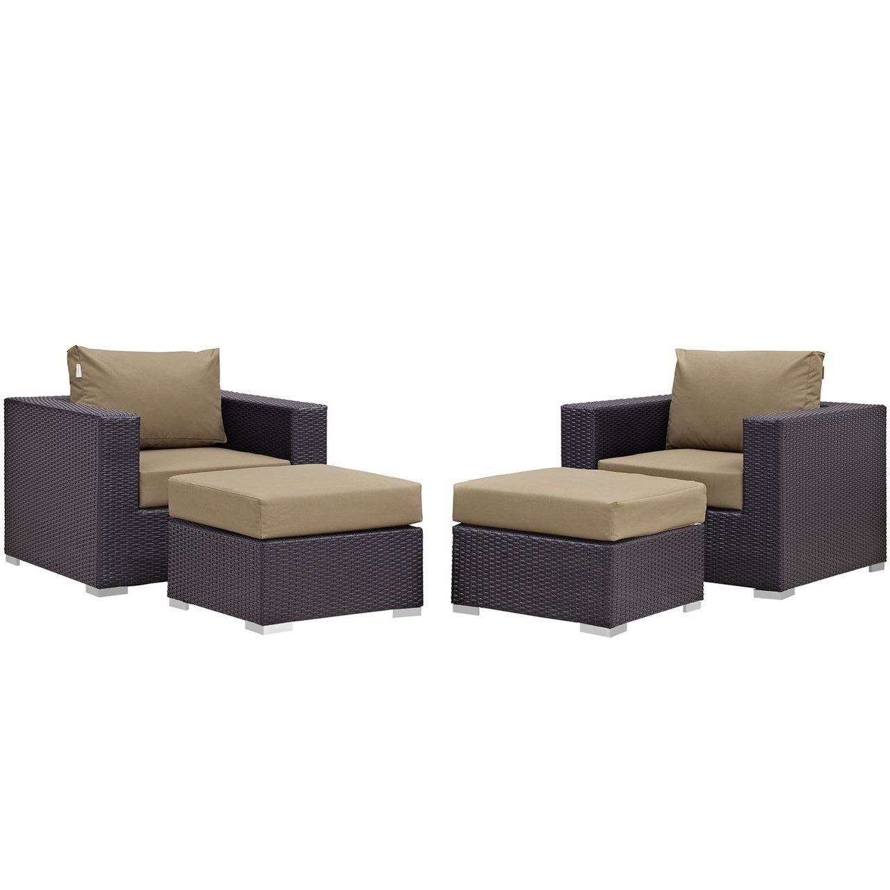 Convene Four PCS Outdoor Patio Sectional Set, Brown, Rattan 10619