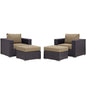 Convene Four PCS Outdoor Patio Sectional Set, Brown, Rattan 10619