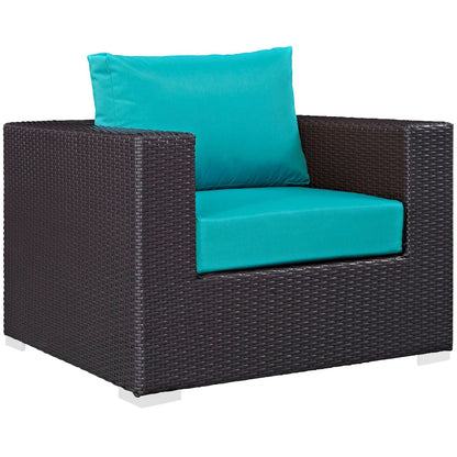 Convene Four PCS Outdoor Patio Sectional Set, Blue, Rattan 10623