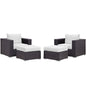 Convene Four PCS Outdoor Patio Sectional Set, White, Rattan 10624