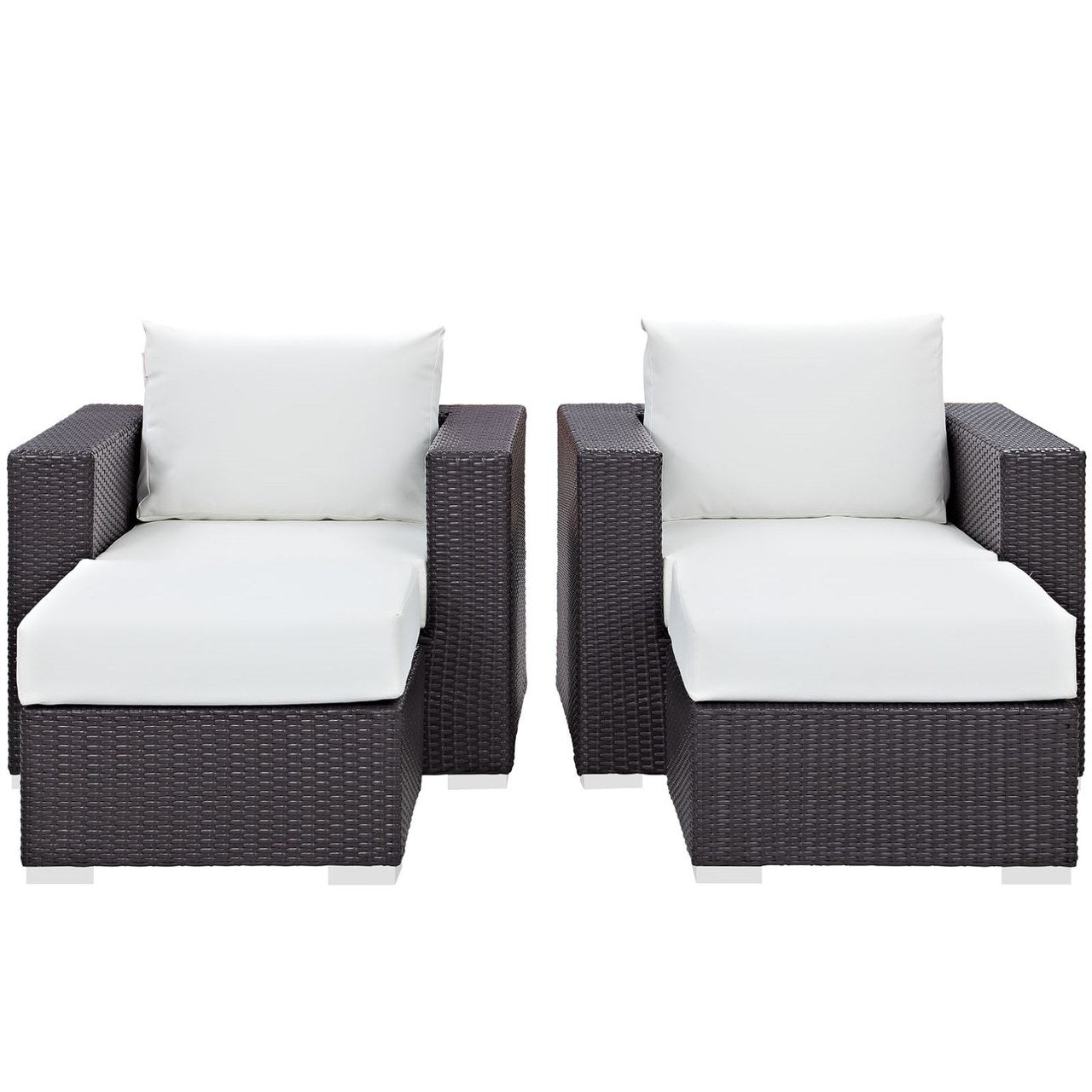 Convene Four PCS Outdoor Patio Sectional Set, White, Rattan 10624