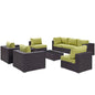 Convene Eight PCS Outdoor Patio Sectional Set, Brown, Rattan 10628
