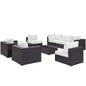 Convene Eight PCS Outdoor Patio Sectional Set, White, Rattan 10631