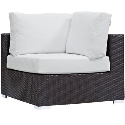 Convene Eight PCS Outdoor Patio Sectional Set, White, Rattan 10631