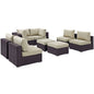 Convene Eight PCS Outdoor Patio Sectional Set, Beige, Rattan 10632