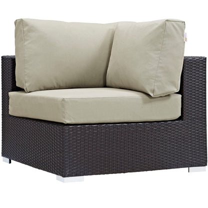 Convene Eight PCS Outdoor Patio Sectional Set, Beige, Rattan 10632