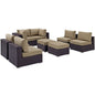 Convene Eight PCS Outdoor Patio Sectional Set, Brown, Rattan 10633
