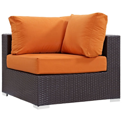 Convene Eight PCS Outdoor Patio Sectional Set, Orange, Rattan 10634