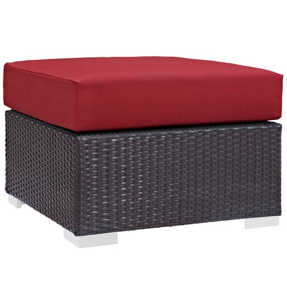 Convene Eight PCS Outdoor Patio Sectional Set, Red, Rattan 10636