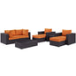 Convene Eight PCS Outdoor Patio Sectional Set, Orange, Rattan 10648