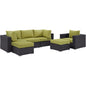 Convene Six PCS Outdoor Patio Sectional Set, Green, Rattan 10656