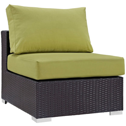 Convene Six PCS Outdoor Patio Sectional Set, Green, Rattan 10656