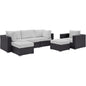 Convene Six PCS Outdoor Patio Sectional Set, White, Rattan 10659