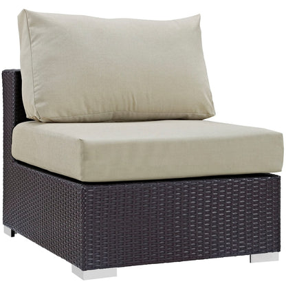 Convene Nine PCS Outdoor Patio Sectional Set, Beige, Rattan 10660