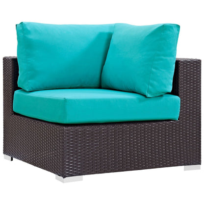 Convene Nine PCS Outdoor Patio Sectional Set, Blue, Rattan 10665