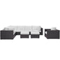 Convene Nine PCS Outdoor Patio Sectional Set, White, Rattan 10666