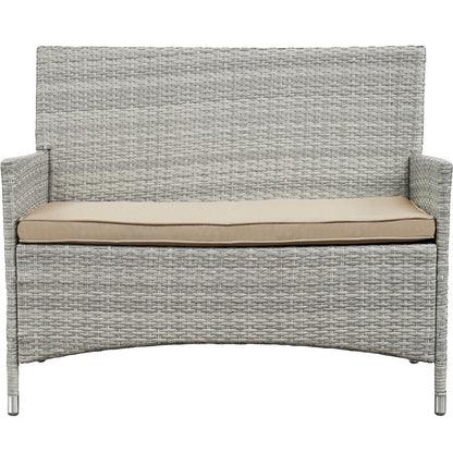 Bridge Four PCS Outdoor Patio Patio Conversation Set, Beige, Rattan 10669