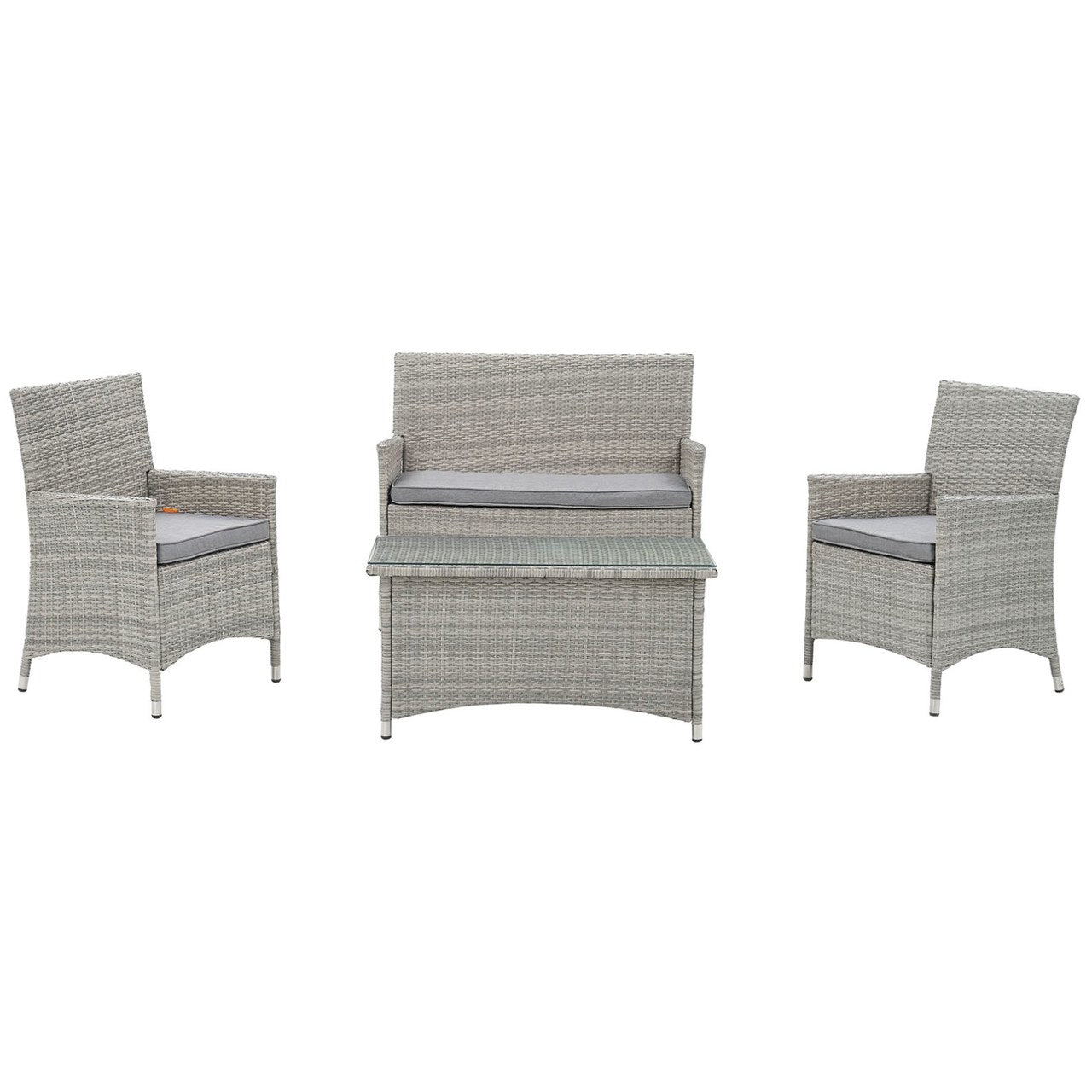 Bridge Four PCS Outdoor Patio Patio Conversation Set, Grey, Rattan 10670
