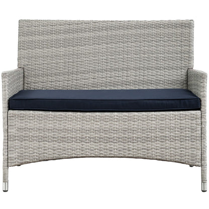 Bridge Four PCS Outdoor Patio Patio Conversation Set, Navy, Rattan 10671