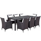 Convene Nine PCS Outdoor Patio Dining Set, White, Rattan 10690