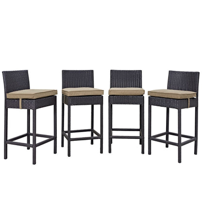 Convene Four PCS Outdoor Patio Pub Set, Brown, Rattan 10692