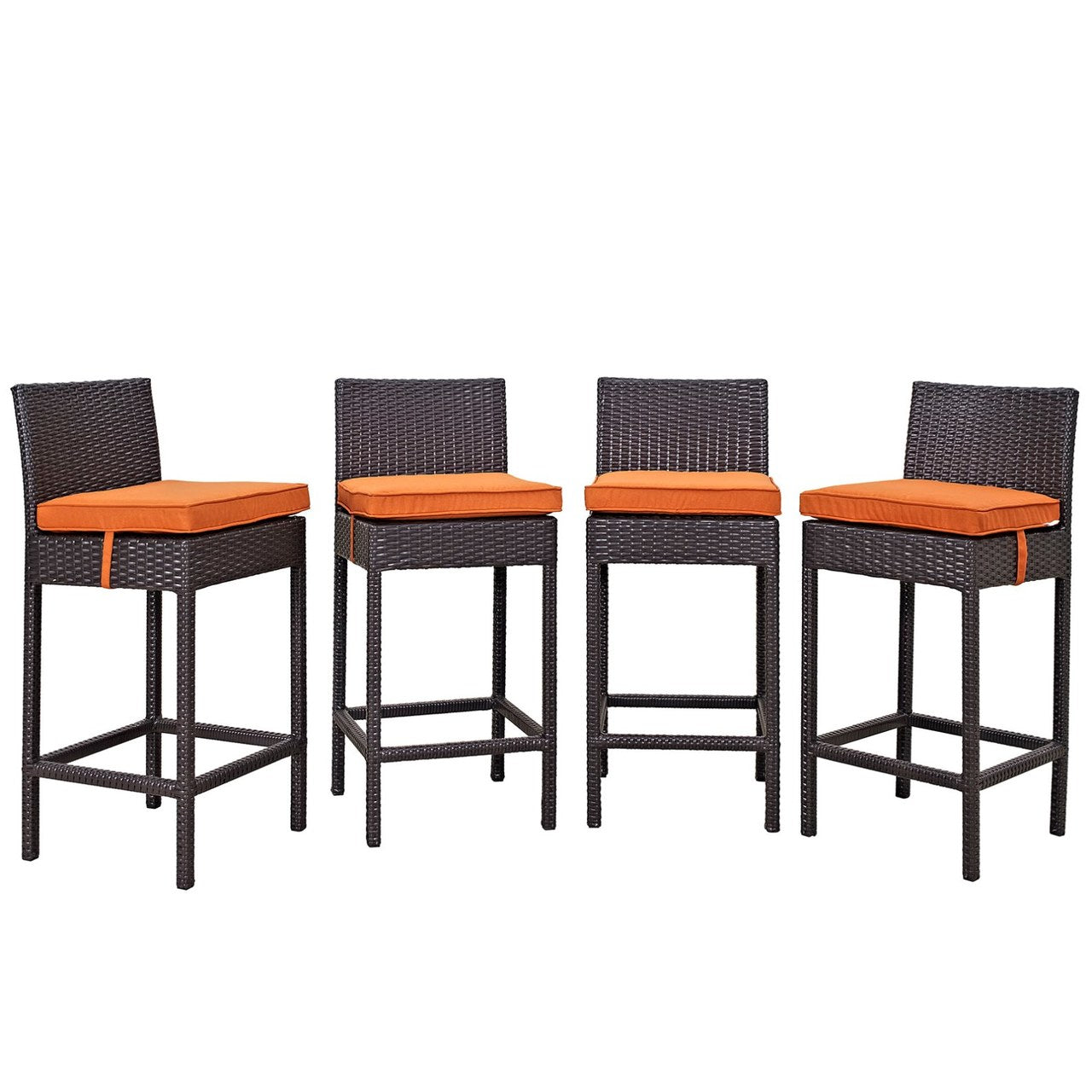 Convene Four PCS Outdoor Patio Pub Set, Orange, Rattan 10693