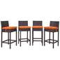Convene Four PCS Outdoor Patio Pub Set, Orange, Rattan 10693