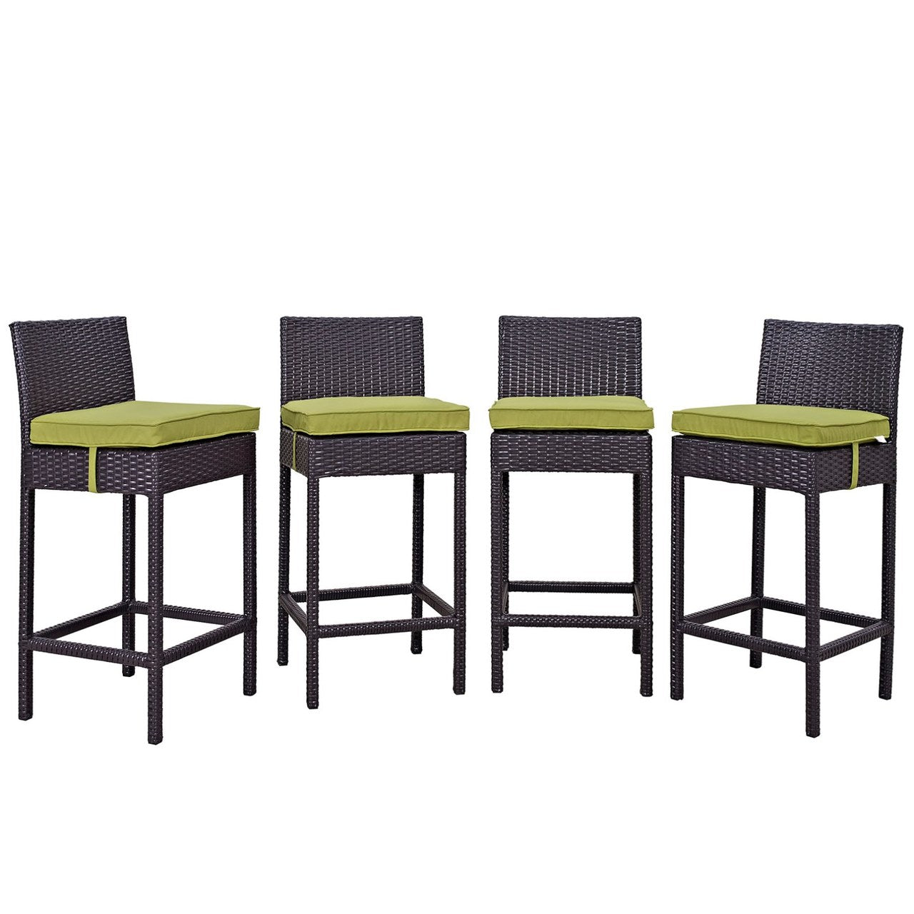 Convene Four PCS Outdoor Patio Pub Set, Green, Rattan 10694