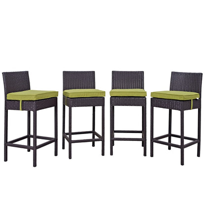 Convene Four PCS Outdoor Patio Pub Set, Green, Rattan 10694