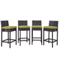 Convene Four PCS Outdoor Patio Pub Set, Green, Rattan 10694