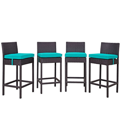 Convene Four PCS Outdoor Patio Pub Set, Blue, Rattan 10696