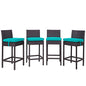 Convene Four PCS Outdoor Patio Pub Set, Blue, Rattan 10696