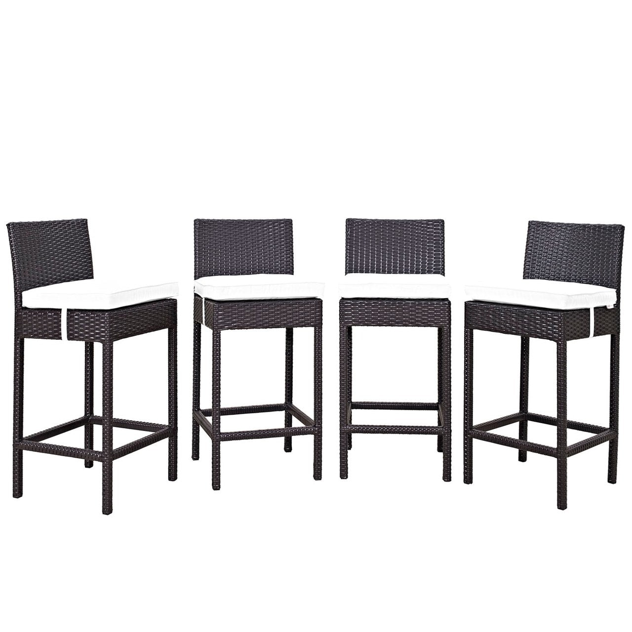 Convene Four PCS Outdoor Patio Pub Set, White, Rattan 10697