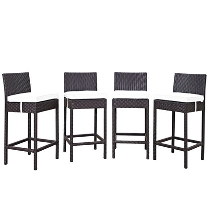 Convene Four PCS Outdoor Patio Pub Set, White, Rattan 10697
