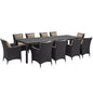 Convene Eleven PCS Outdoor Patio Dining Set, Brown, Rattan 10699
