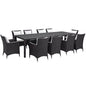 Convene Eleven PCS Outdoor Patio Dining Set, White, Rattan 10704
