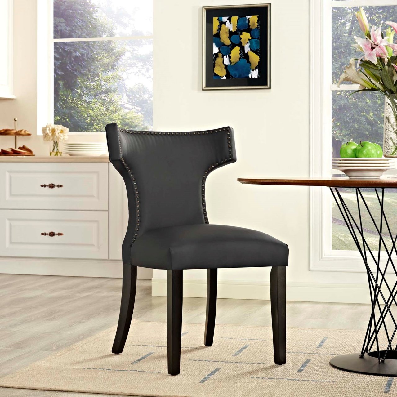 Curve Vinyl Dining Chair, Black, Faux Leather 10705