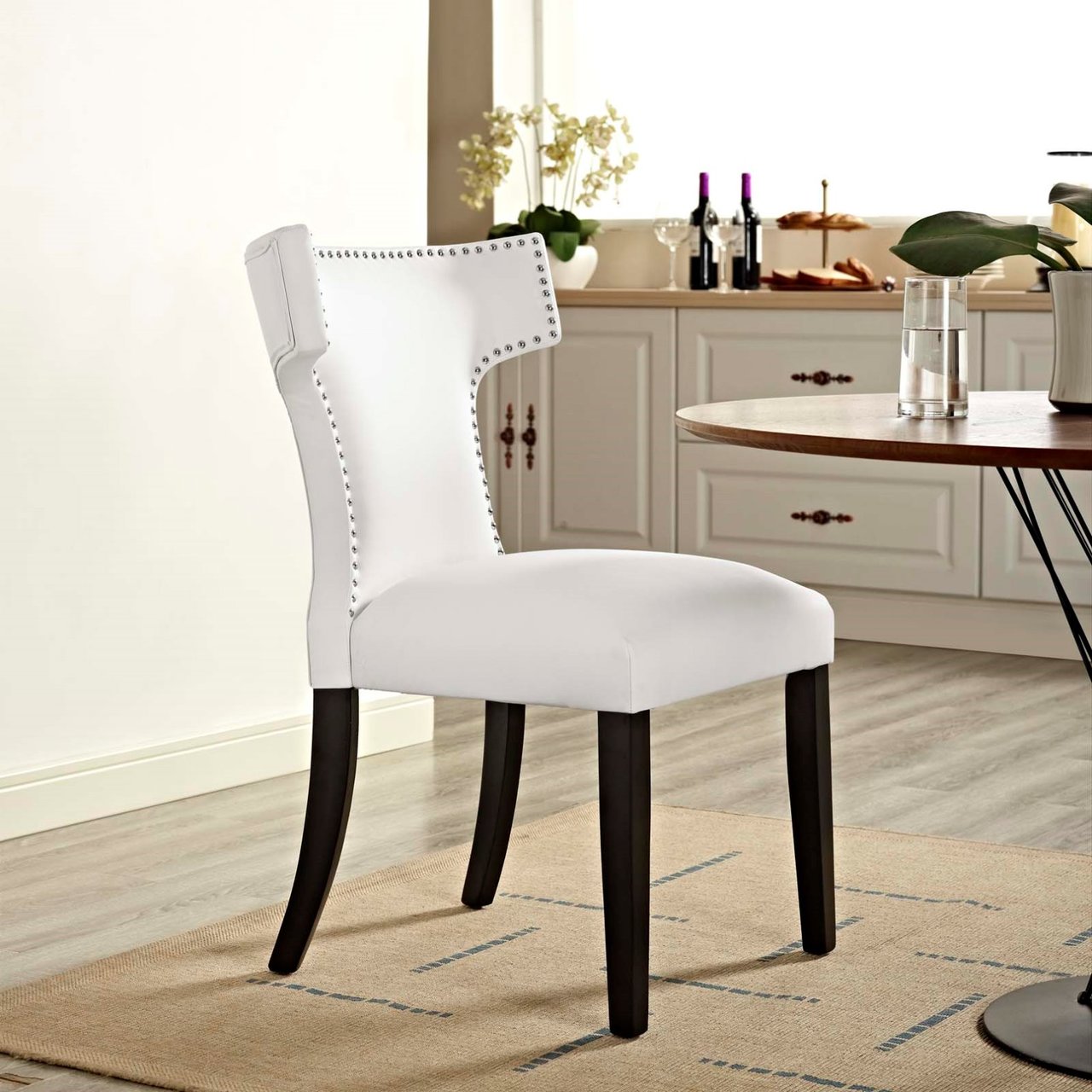 Curve Vinyl Dining Chair, White, Faux Leather 10706