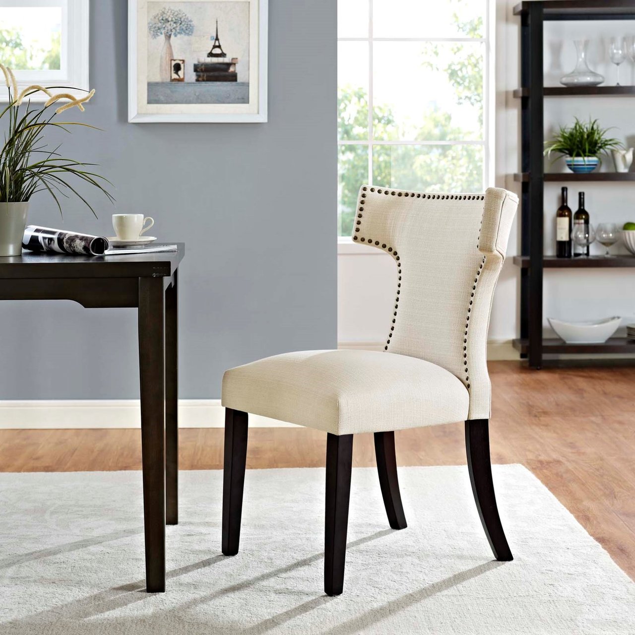 Curve Fabric Dining Chair, Beige, Fabric 10708
