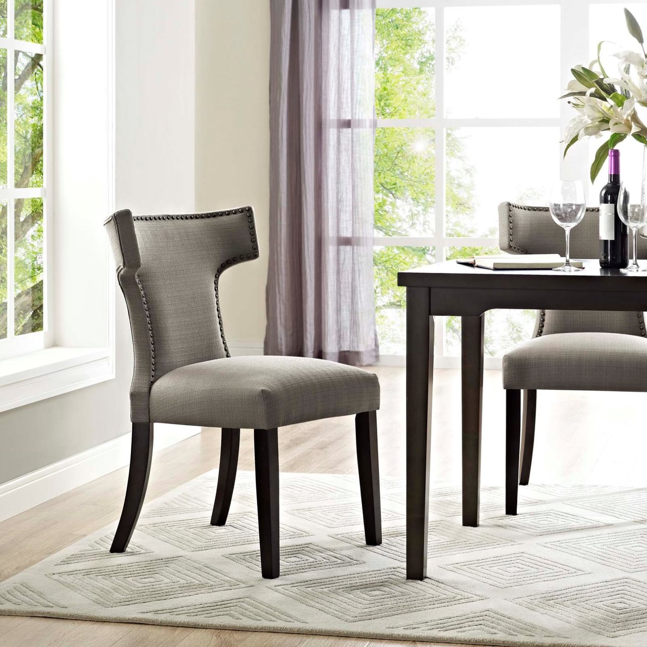Curve Fabric Dining Chair, Grey, Fabric 10710