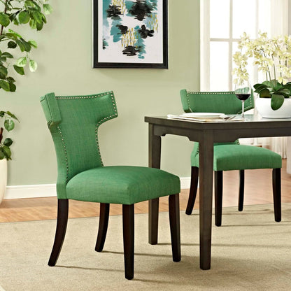 Curve Fabric Dining Chair, Green, Fabric 10711
