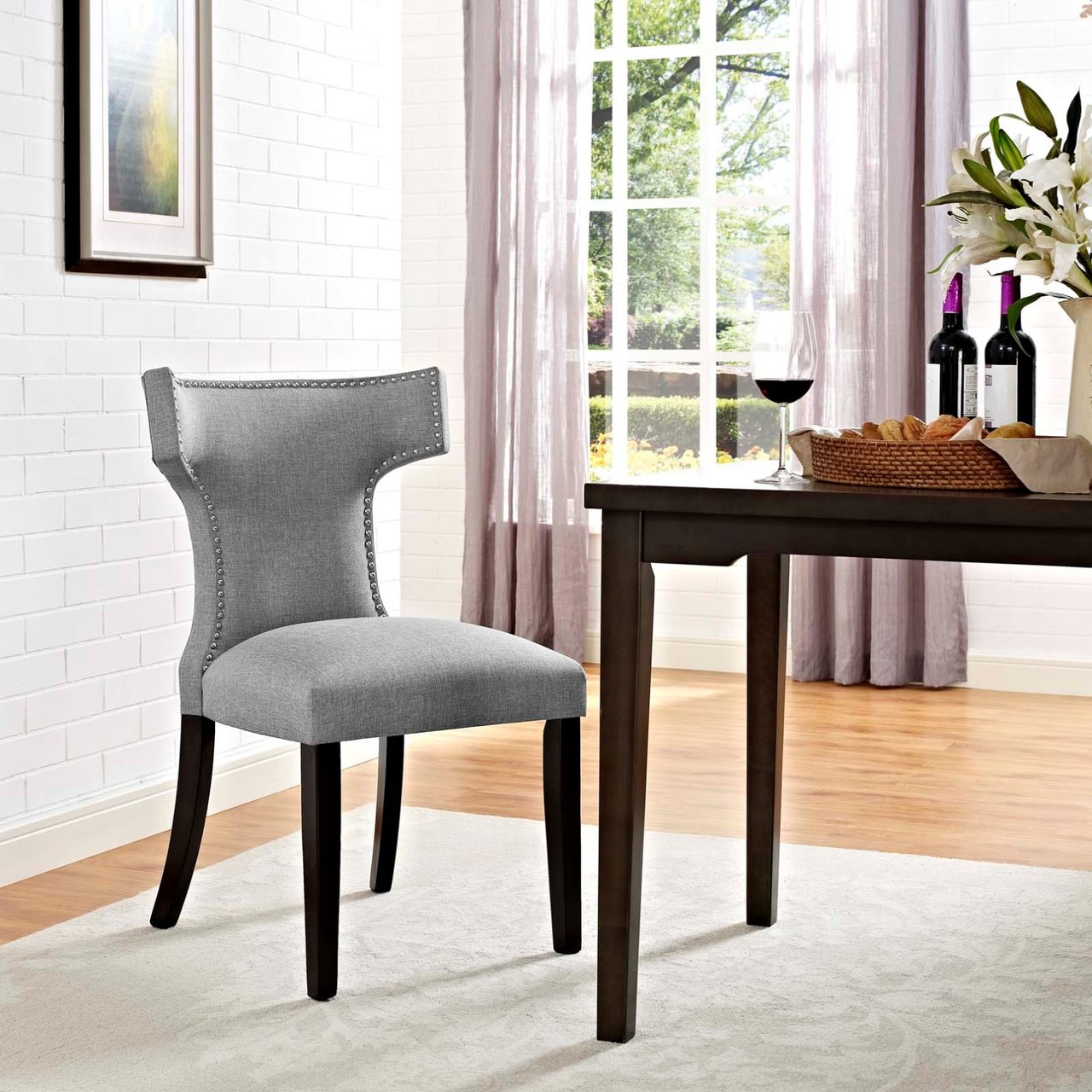 Curve Fabric Dining Chair, Grey, Fabric 10714