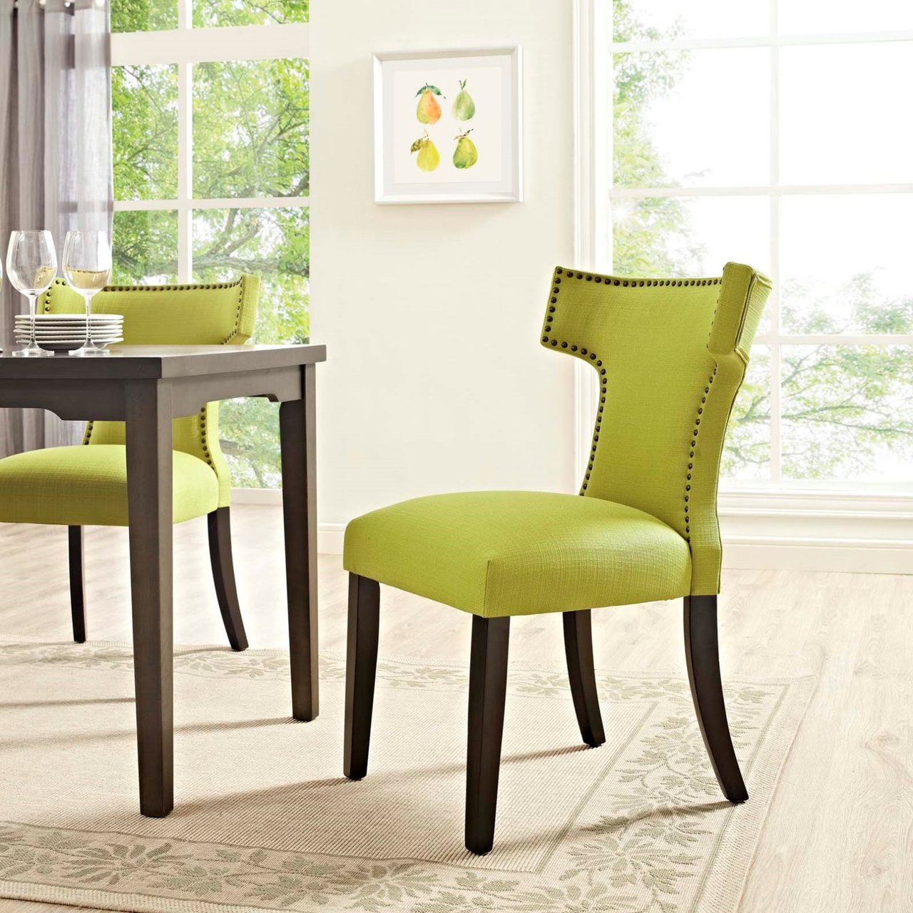 Curve Fabric Dining Chair, Green, Fabric 10717