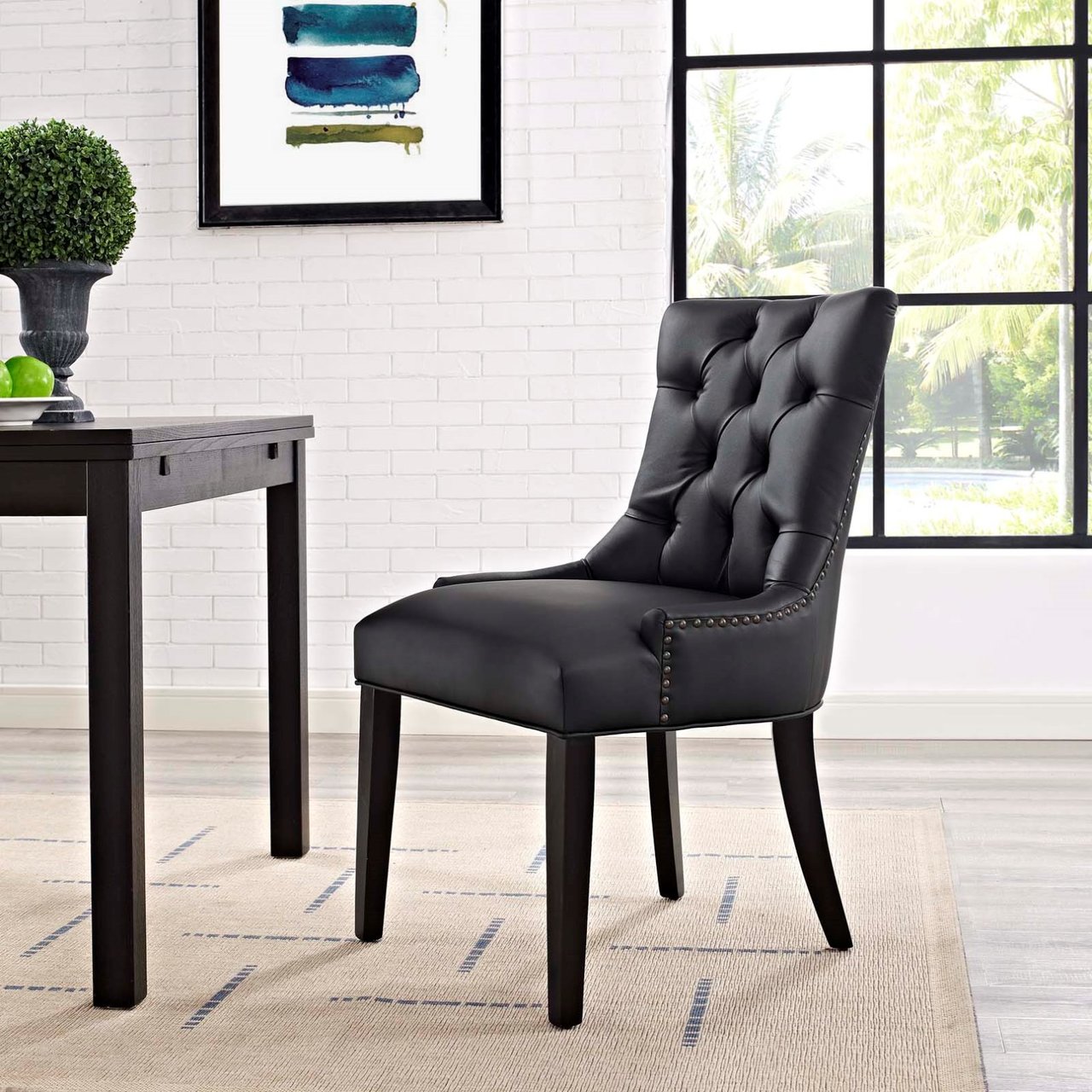 Regent Vinyl Dining Chair, Black, Faux Leather 10718