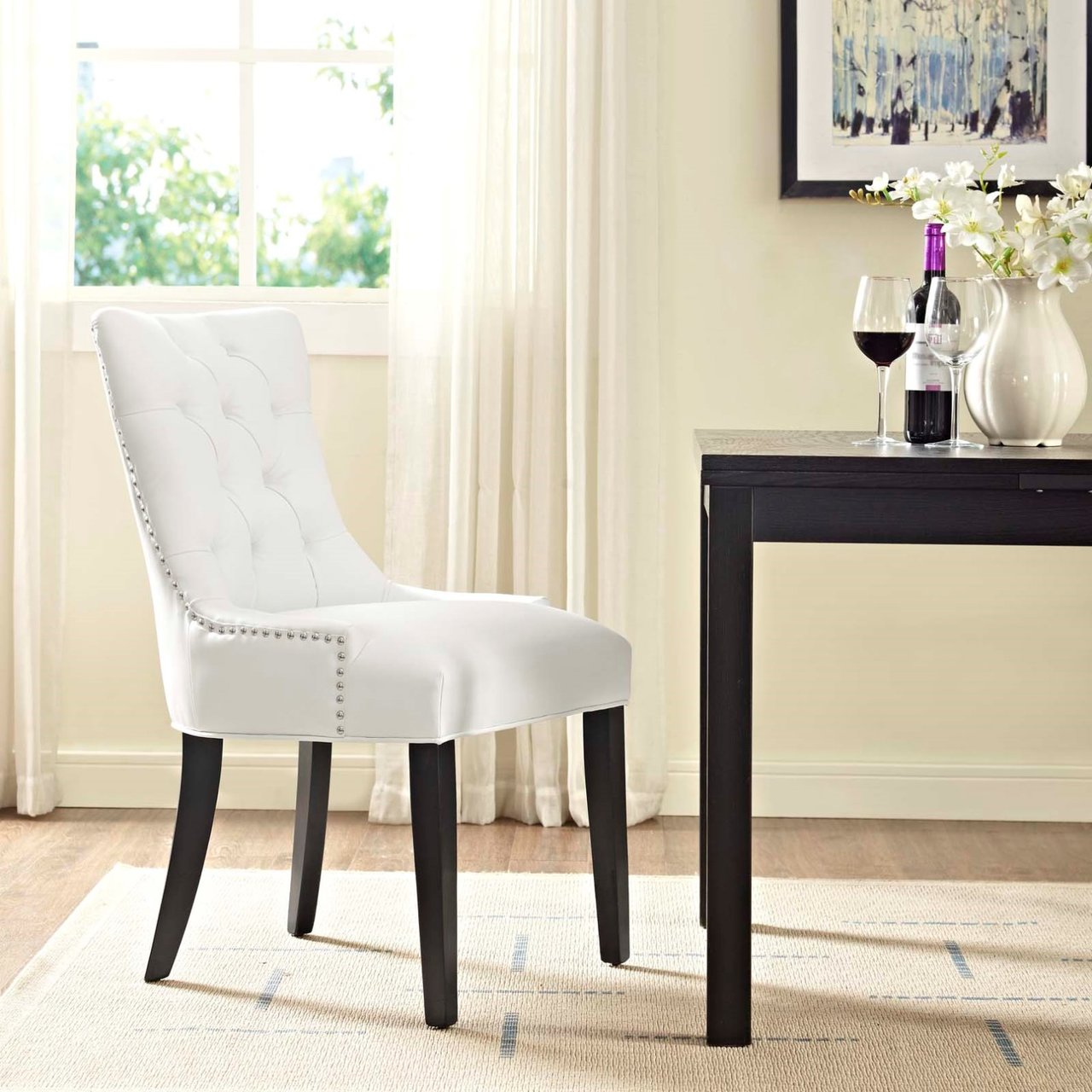 Regent Vinyl Dining Chair, White, Faux Leather 10719