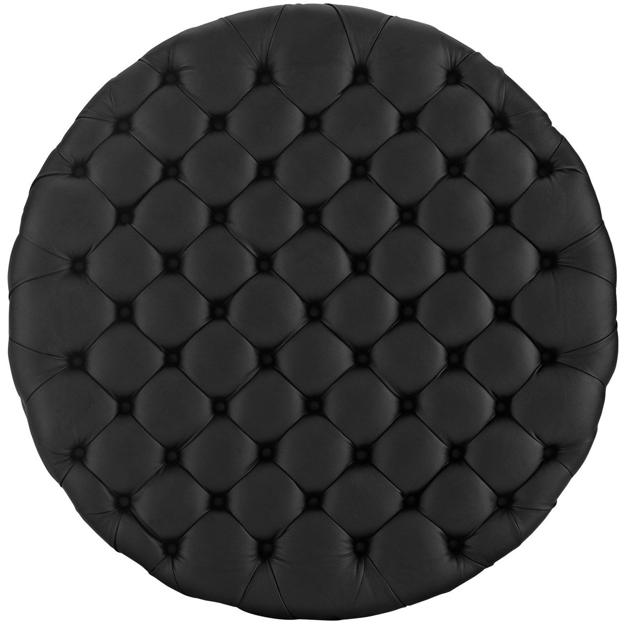 Amour Upholstered Vinyl Ottoman, Black, Faux Vinyl Leather 10731